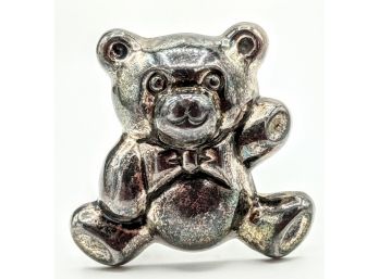 Adorable Vintage Sterling Silver Teddy Bear Pendant/Brooch 1'/7g