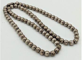 Unbelievable Handmade Navajo Bench Pearls Heavy Patinated Sterling Silver Necklace 28”/84g