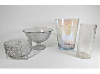 Footed Glass Delights And Other Beautiful Vases Larger Open Vase Has Beautiful Iridescent Quality!
