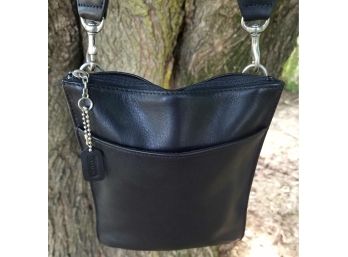 Smaller Vintage All Black Leather Coach Purse Shoulder Bag 6.5x8' Excluding Strap