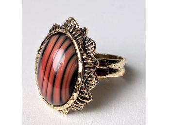 Reds And Black Striped Costume Adjustable Ring