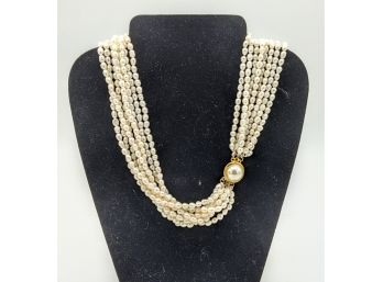 Old Hollywood Costume Multi-Strand River Pearl Necklace; 22'
