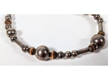 Magnificent Children's Bead Bracelet With Sterling Silver And Rose Gold Plated Beads; 6.5'