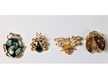 Dazzling Bug Brooches, All With Unique Sparkling Rhinestone Designs. 1' Each