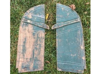 Weathered Antique Shabby Chic Painted Teal Barn Wood Window Shutters 11x28'