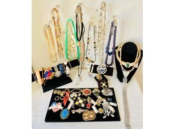 Lot B - New Old Stock Boutique Lot Of Assorted Vintage Costume Jewelry - 48 Piece Lot