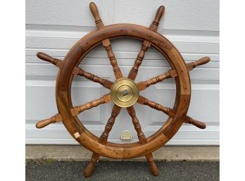 Vintage 36 In. Wooden Captains Boat Wheel