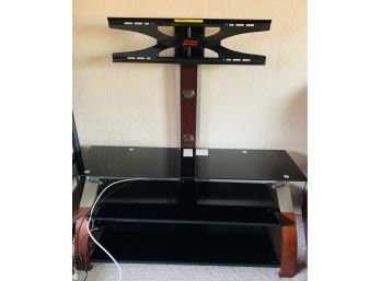 Black Steel TV MEDIA Stand With Tempered Smoke Glass Wood Trim - Z-Line Designs Bracket Included (fits 55' TV)