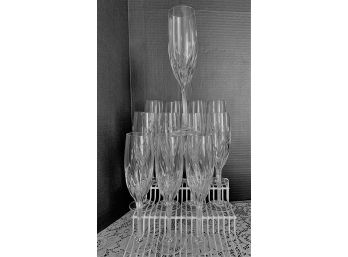 New Set Of 12 Noritake Moondust Fluted Champagne Glasses Gorgeous!