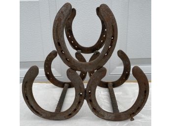 Antique Horse Shoe Cast Iron Made Into 10 In. Height  Wine Rack - Stand-Sculpture