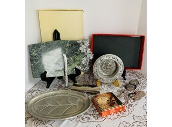 Entertaining Lot- Lenox Marble Cheese Board, Slate, Vtg. MOZART Coasters, Wine Coaster, Steak Plate MORE