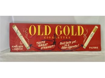 Original Metal OLD GOLD Cigarettes Store Display Advertising Sign  25 In. X 8 In. H ( See Description)