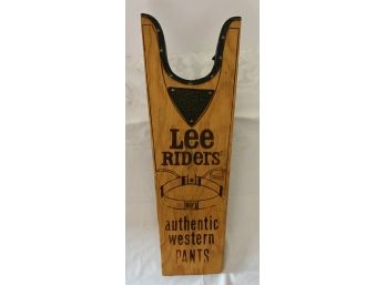 Vintage Wood Boot Jack Advertising Lee Riders Authentic Western Pants 11 In. X 4 In. X 3 In. Height