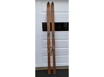 Rare 1940 Era Vintage Rocket Groswold  Long Wooden Skis Made In Denver, CO.