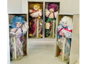 Lot Of 4 Betty Jane Carter Clown Dolls New In Box 1987 Never Removed Porcelain Musical