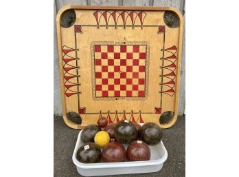 Sportcraft Made In Italy Bocce Ball Set & VINTAGE Carrom Board