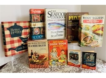 9 Vtg Cookbooks: 1965 BH&G, American Family Cookbook, Pierre Franey Seafood, BH&G Fondue, WW Quickstart, MORE