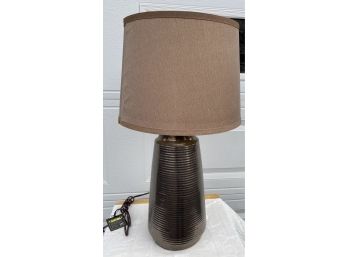 Never Used 29' Ashley Design Triple Glazed Ceramic Brown Lamp - Iridescent Shade