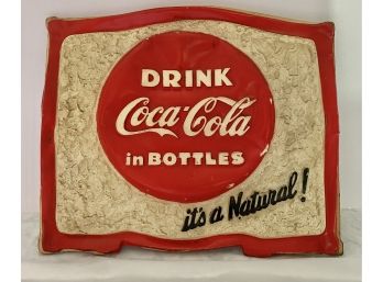 Vintage Original Textured Plastic Coca Cola Advertising Store Sign 12 In. X 9 In.