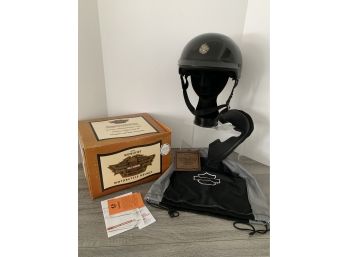 Genuine Sz Med Harley-Davidson Motorcycle Helmet Original Box & Bag Purchased At Duffy's Biker Barn Made 08/03