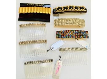 Lot  # 1 - Vintage Hair Barrettes And Hair Combs Mostly Rhinestone NOS With Tags Barrettes Made In France