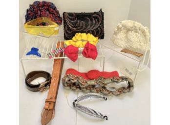 Lot B : NOS  1980 - 1990'S Accessories Lot - Belts, Purses, Hair Clips - Barrettes Sunglasses Most Have Tags