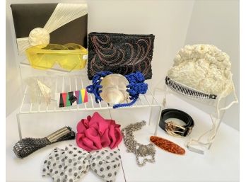 Lot A : NOS  1980 - 1990's Accessories Lot - Belts, Purses, Hair Clips - Barrettes Sunglasses Most With Tags