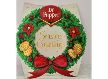 Vintage Dr. Pepper 18 In. X 16 In. Advertising Wonderflex Foil Christmas Advertising Store Display