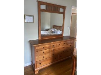 Vaughan Of Virginia Wood Mission STYLE Dresser With Mirror 86 In. L X 18 In. D ( READ Description)