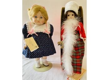 Betty Jane Carter 1988 White Christmas Doll And Marla 1987 Porcelain Musical Dolls NOS