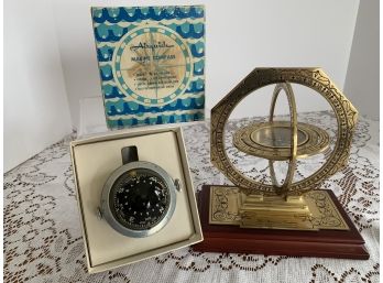 Lot Of 2 Marine Compasses- The Noble Collection With COA & Model 69 Airguide In Box