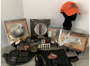 Harley-Davidson Lot- 2004 Cap, Tire Depth Gauge, Pouch, Oil Dipstick Temp Gauge, Metal Polish, Tool Kit