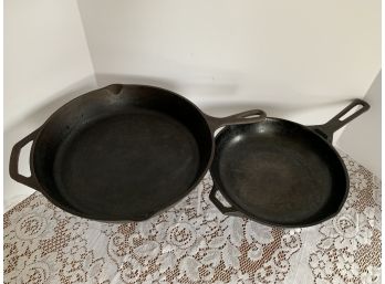 Lot Of 2 Cast Iron Skillets-GHC Griswold 10-1/2', LODGE 10SK 12'