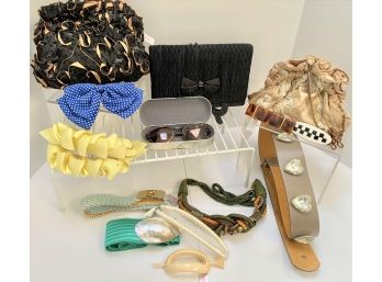 Lot C : NOS  1980 - 1990'S Accessories Lot - Belts, Purses, Hair Clips - Barrettes Sunglasses Most Have Tags