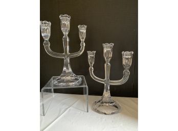 Set Of 2 Waterford Marquis 3 Arm Candelabras