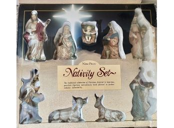 Nine Piece Nativity Set -Porcelain Figurines Appear To Be Unused ( READ Description)