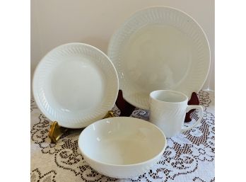 29 Pcs. White Gibson Everyday Dinnerware- 8 Dinner Plates, 7 Salad Plates, 7 Soup/cereal Bowls, 7 Mugs