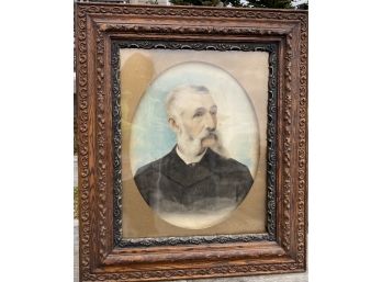 Original Antique Ornate Frame And LARGE Tin Type Portrait 28 In. X 26 In ( READ Description)