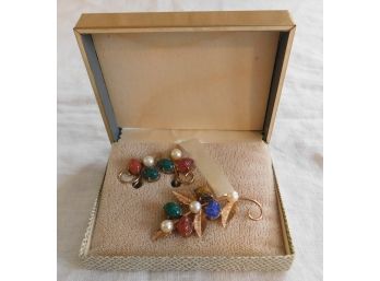 Pretty Boxed Pin & Earrings Set, 12oth 12K Gold Filled