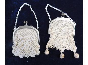 TWO Delectable Antique Crocheted Purses