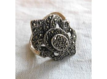 Striking Sterling & Marcasite Ring, Really, Nice!