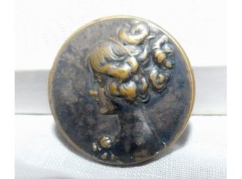 Art Nouveau Pin, Relief Image Of Lady