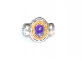 Sterling Silver Purple Cabochon Amethyst Ring