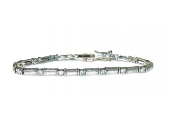 Sterling Silver Link 'CI' CZ  Tennis Bracelet