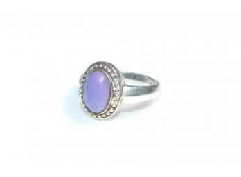 Sterling Silver Opaque Oval Purple Beaded Gemstone Ring