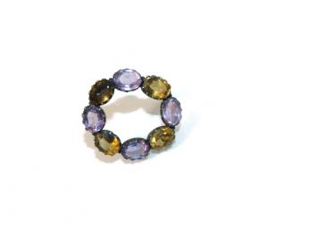 Antique Amethyst Yellow Citrine Wreath Brooch