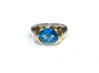 Vintage Sterling Silver SETA London Blue Topaz Ring