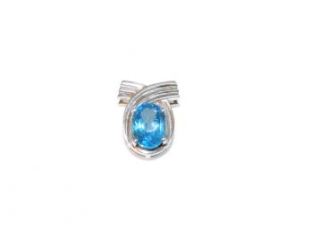 Large Blue Topaz Sterling Silver Modernist Pendant