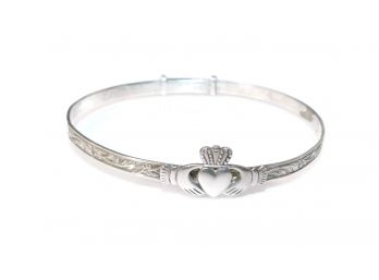 Sterling Silver Expandable Claddagh Bracelet