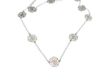 Dobbs Of Boston Sterling Silver Open Floral Long Necklace